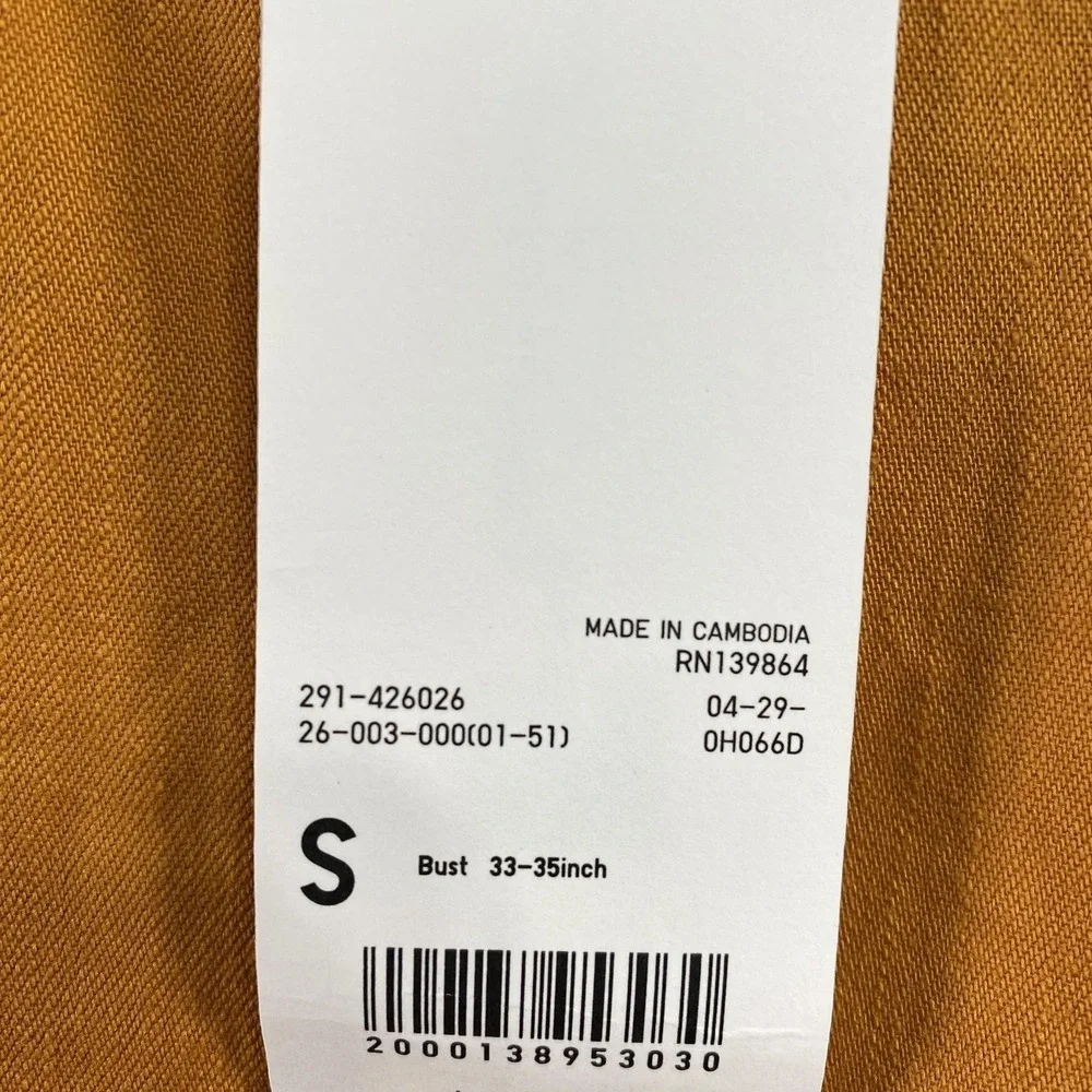 Uniqlo U Dress Womens Small Orange Denim Long Sleeve Drawstring Cotton Pockets